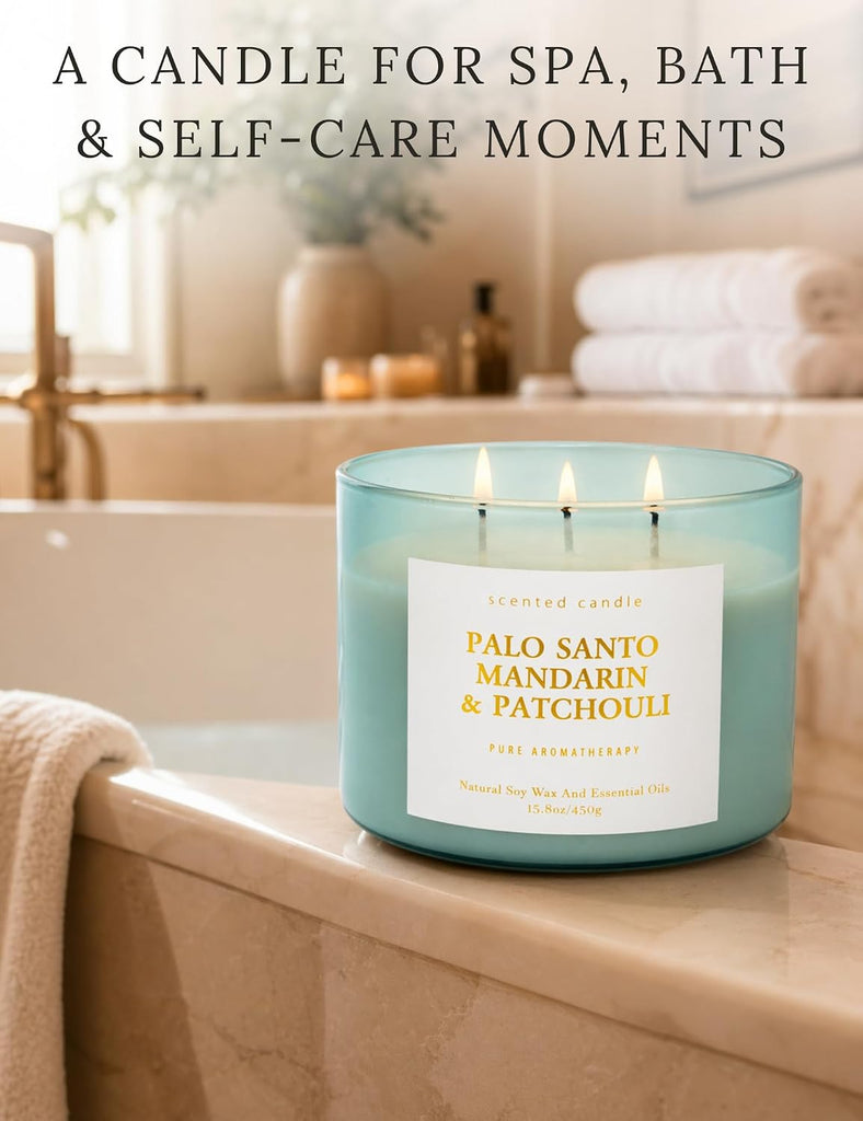 Palo Santo Mandarin Patchouli 3-Wick Soy Scented Candle, 15.8 oz - Set of 158