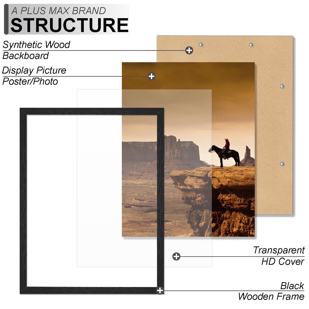 24x32 Picture Frame Set of 2 Black Light Weight Wall Mount