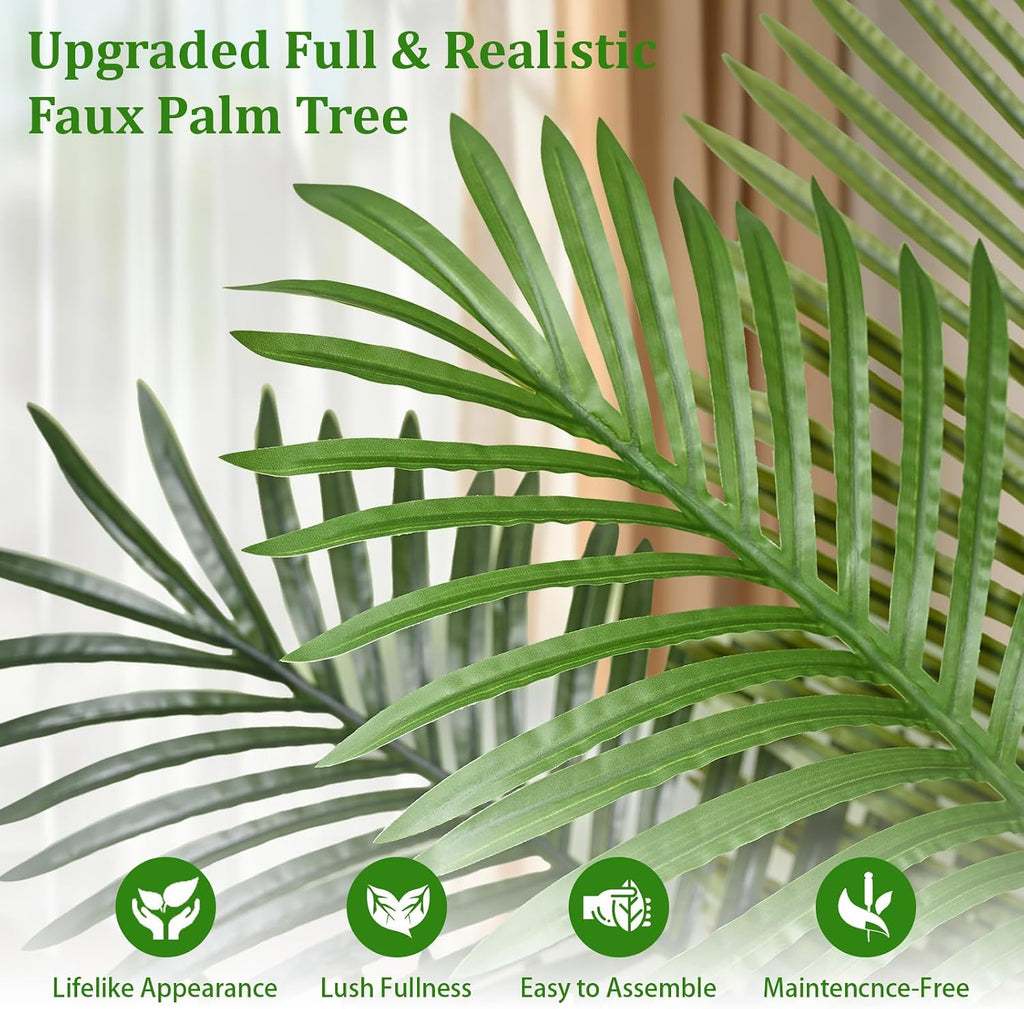 6 FT Artificial Plants Indoor, Tall Plant Palm Tree with Weighted Planter, Tropical Fake Tree with Realistic Leaves &