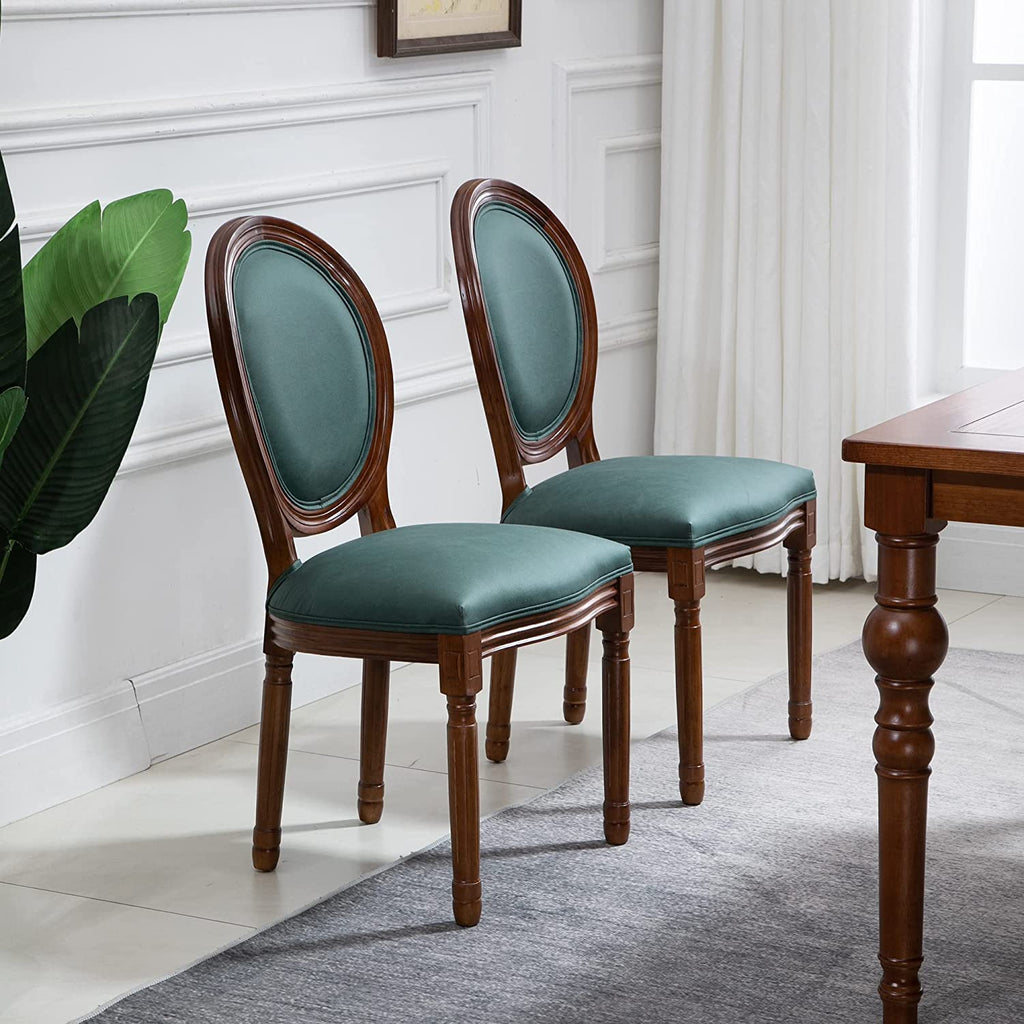 French Country Set of 6, Farmhouse with Round Button Back, Solid Wood Legs, French Lunch Chair /Bedroom/Dining Room