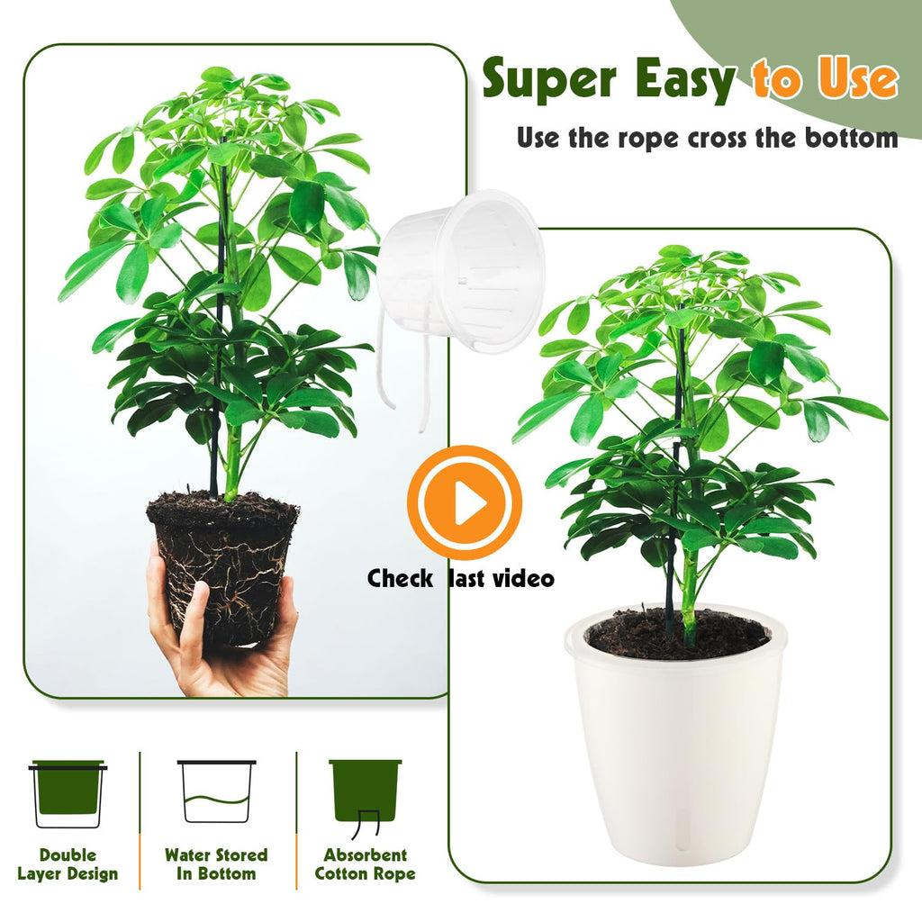 Self Watering Pots for Indoor Plants, 6-Pack 5'' Self Watering Planter with Drainage Holes, Small African Violet Pots