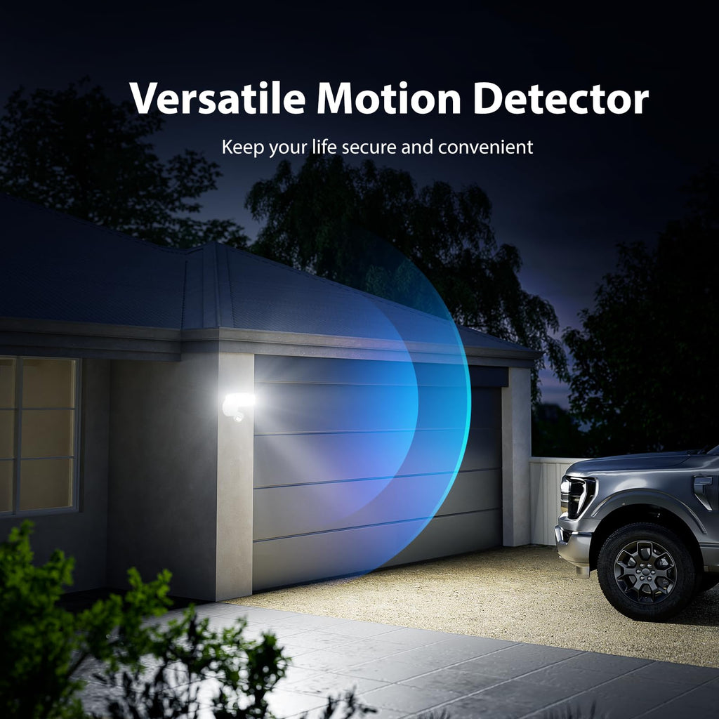 2 Pack 75W LED Motion Sensor Outdoor Lights, Dusk to Dawn Outdoor Lighting, 6500K Motion Detector Flood Light