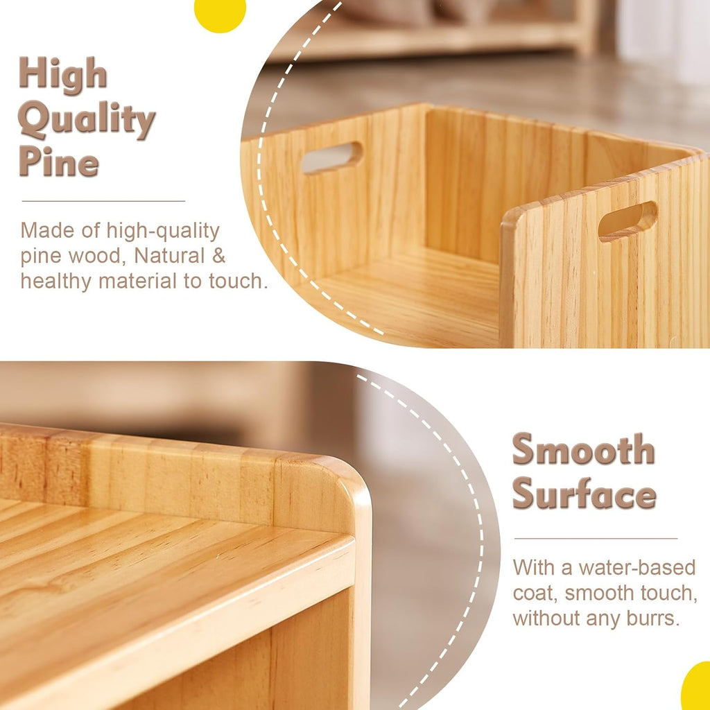 Height Adjustable Montessori Table and Chair Set for Age 1-3, Solid Wood Toddler Table and Chair Set, Weaning Baby