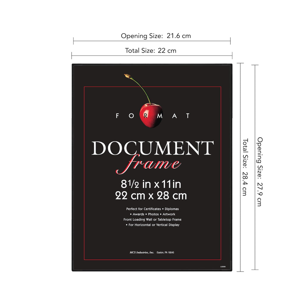 Format Diploma Frame, 8.5x11, Black, Tabletop Easel, 6-Pack