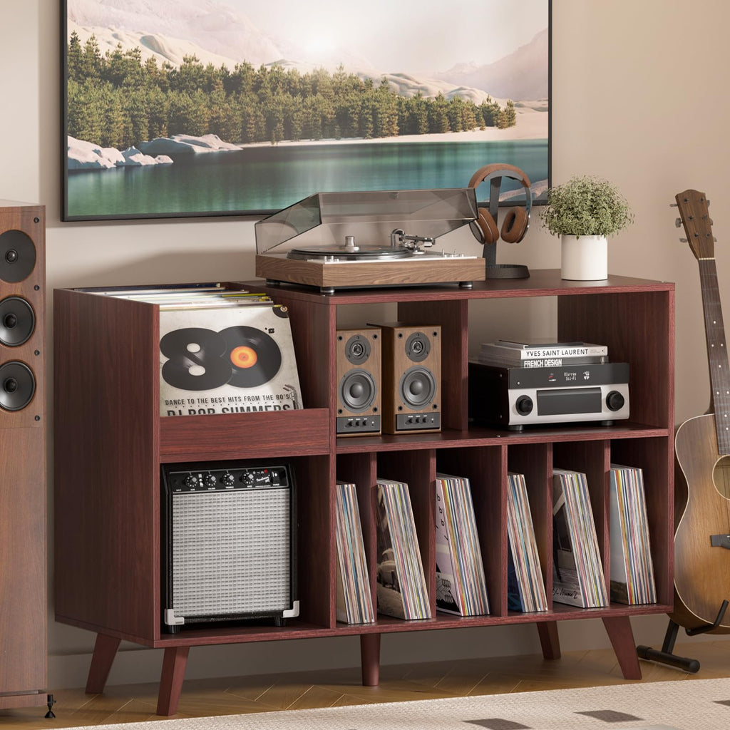 Large 48'' Record Player Stand with Display Area