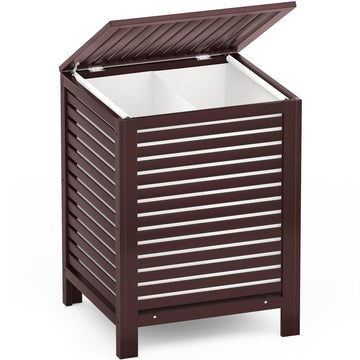 120L Bamboo Laundry Hamper with Lid and Removable Bag, Espresso