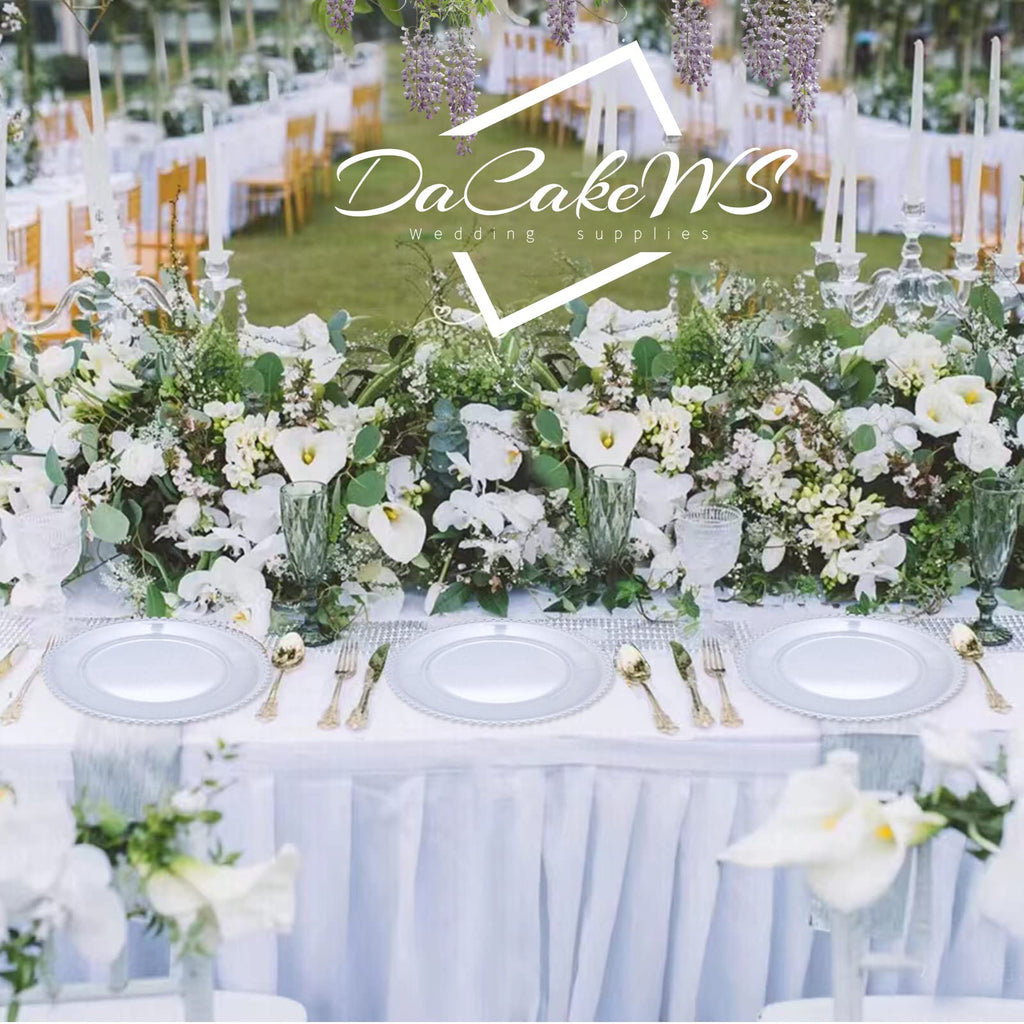 Clear Acrylic Charger Plates 13", Set 10PCS Round Table Charger Plates Decoration Wedding, Party, Event(Acrylic Bead