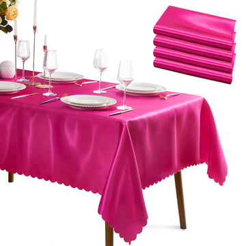 4 Pack Hot Pink Satin Tablecloth 58" x 102"