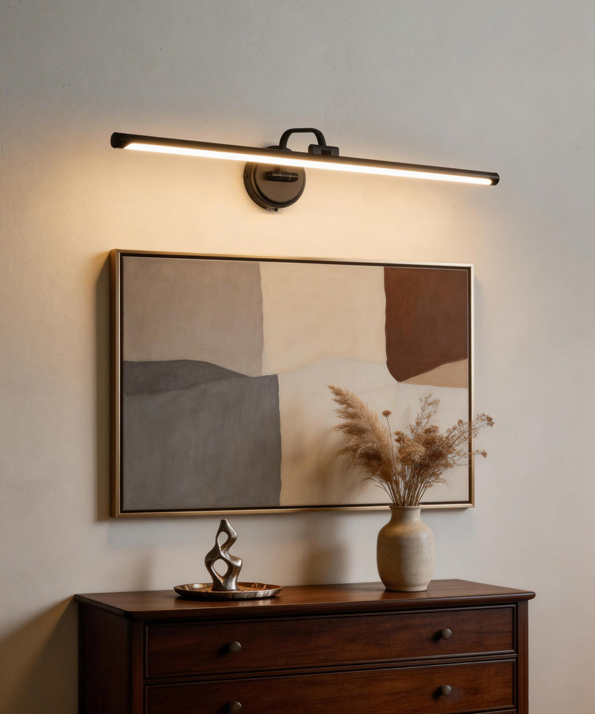 Hardwired Picture Light for Wall,32 Inch Modern Black Dimmable Frame Light with Adjustable Swing Arm,3CCT LED Art