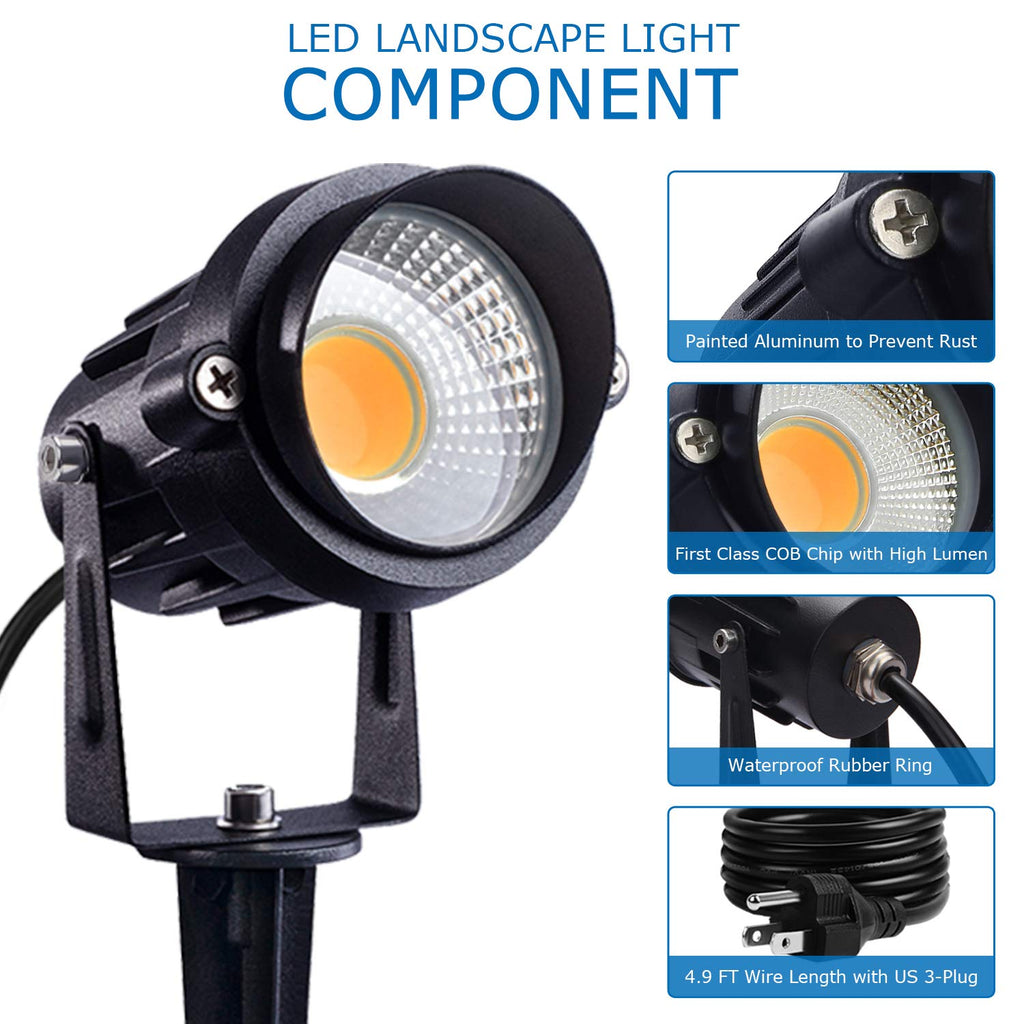 LED Outdoor Spotlight 12W Landscape Lighting 120V AC Waterproof Landscape Lights Spot Lights for Yard with Spiked