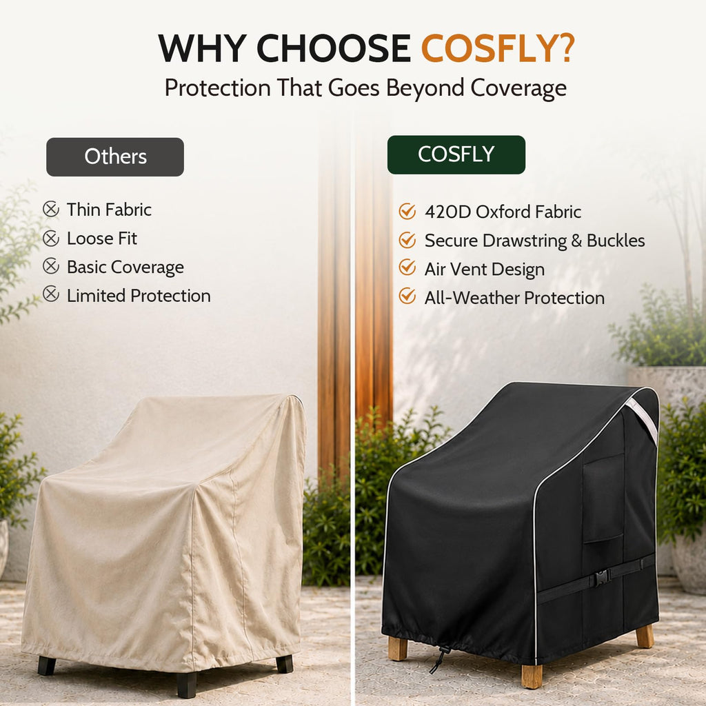 Outdoor Patio Chair Cover Waterproof, Fits 26"W x 28"D x 33"H, 2Pack