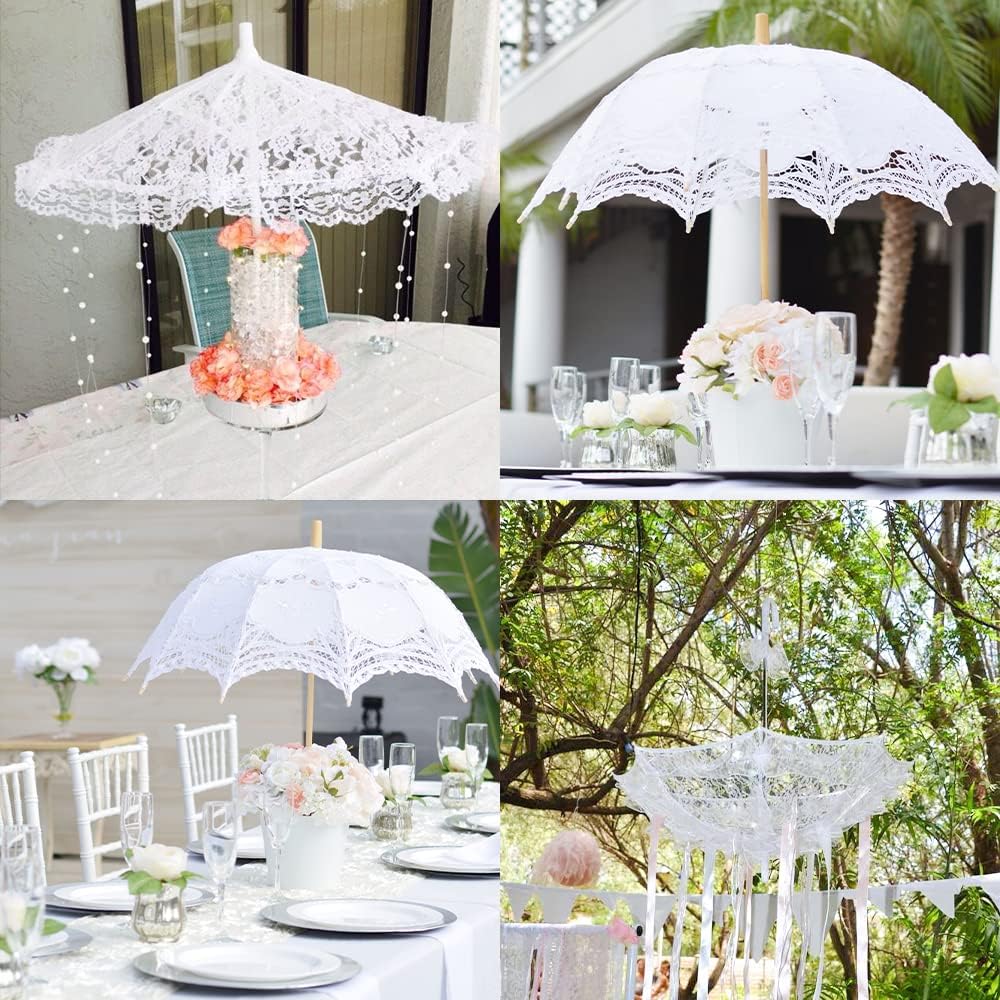 Craft Flowers Lace Embroidery Umbrella for Kids, 16x19in