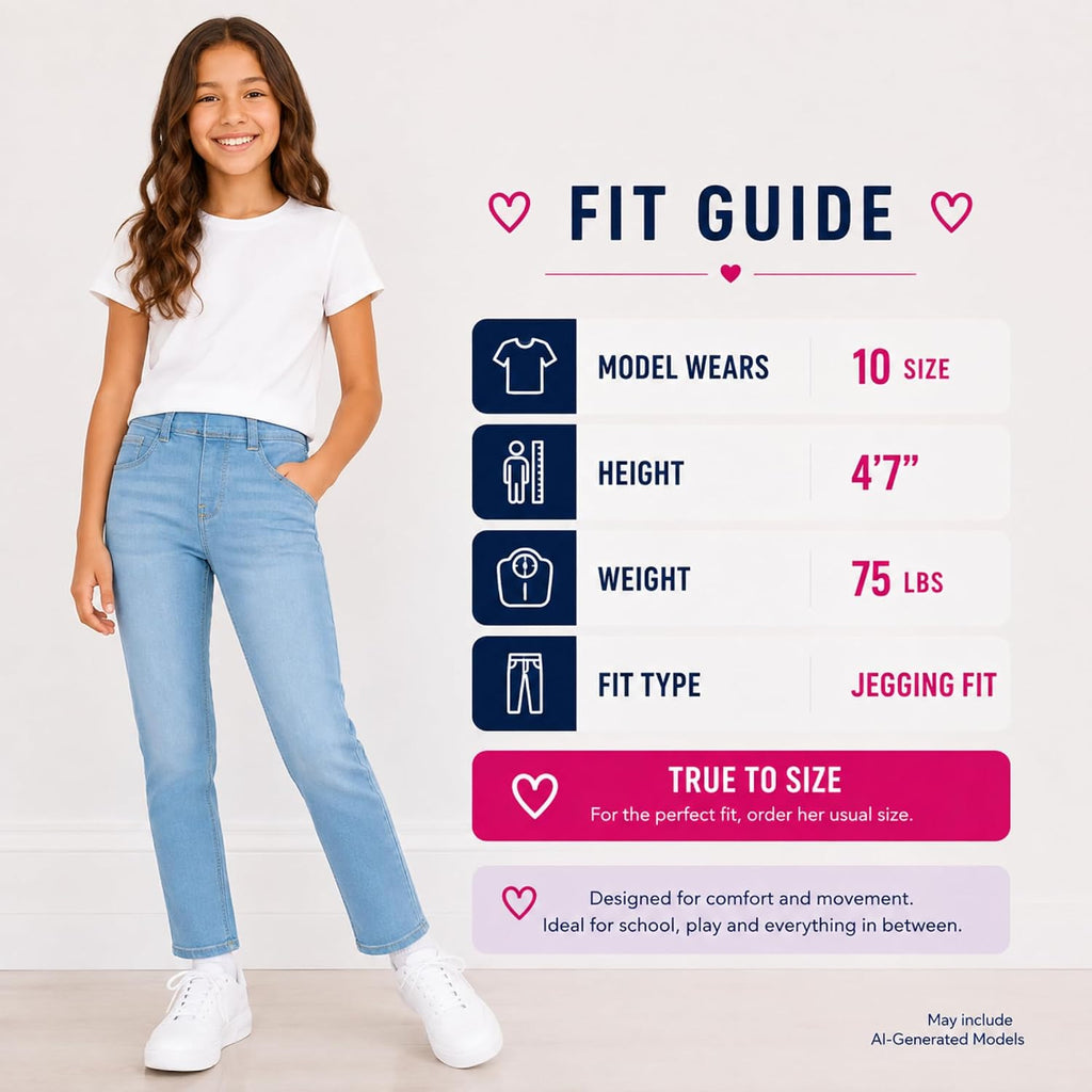 Girls Jeggings 2 Pack Stretch Denim Jeans Leggings with Pockets