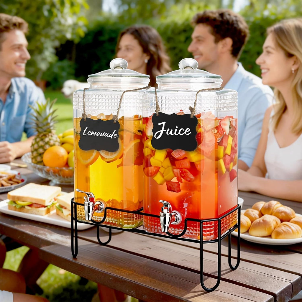 Gallon For Parties,Lemonade Beverage Dispenser With Stand And Spigot For BBQ, Picnic, Party,Laundry Detergent - Set of 2