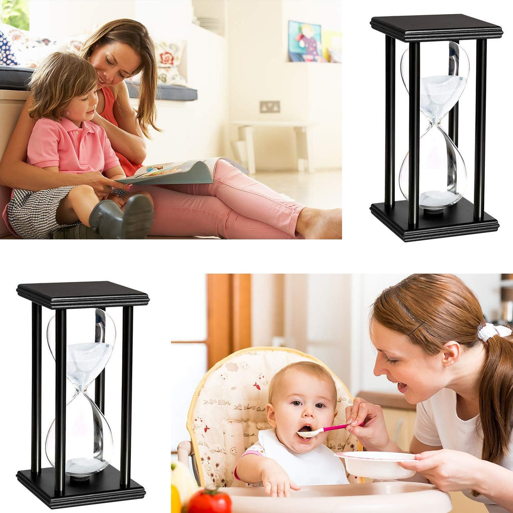 Hourglass Timer for 60 Minutes Sandglass Timer Living Room Home Bedroom Party Festival School Game Sand Timer (Black