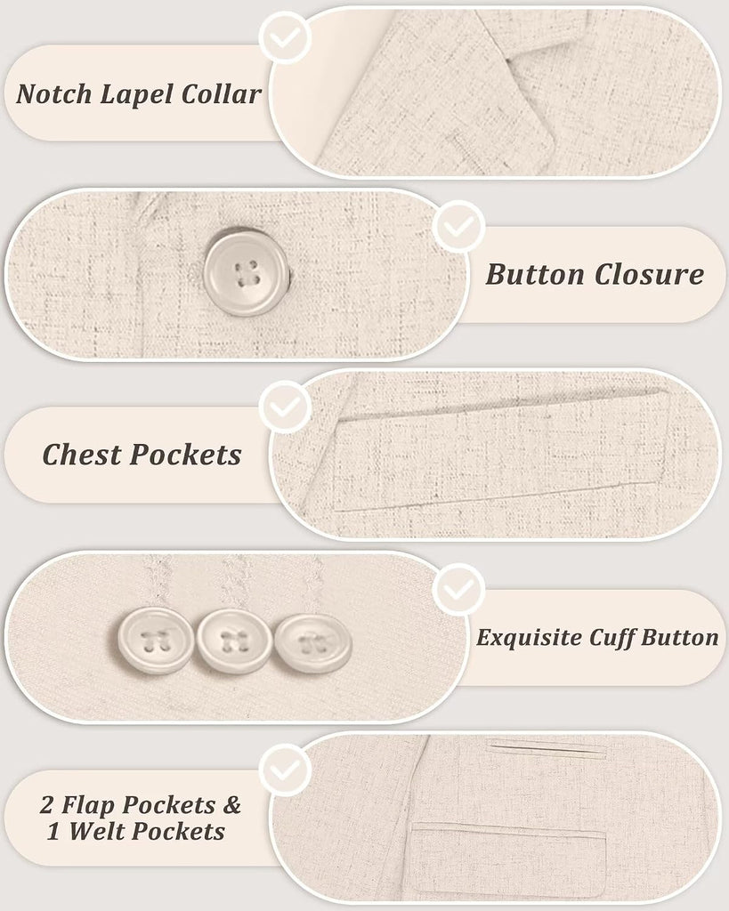 Linen Boys Blazer Slim Fit Casual Sports Coat Summer Suit Jacket Tux Outfit