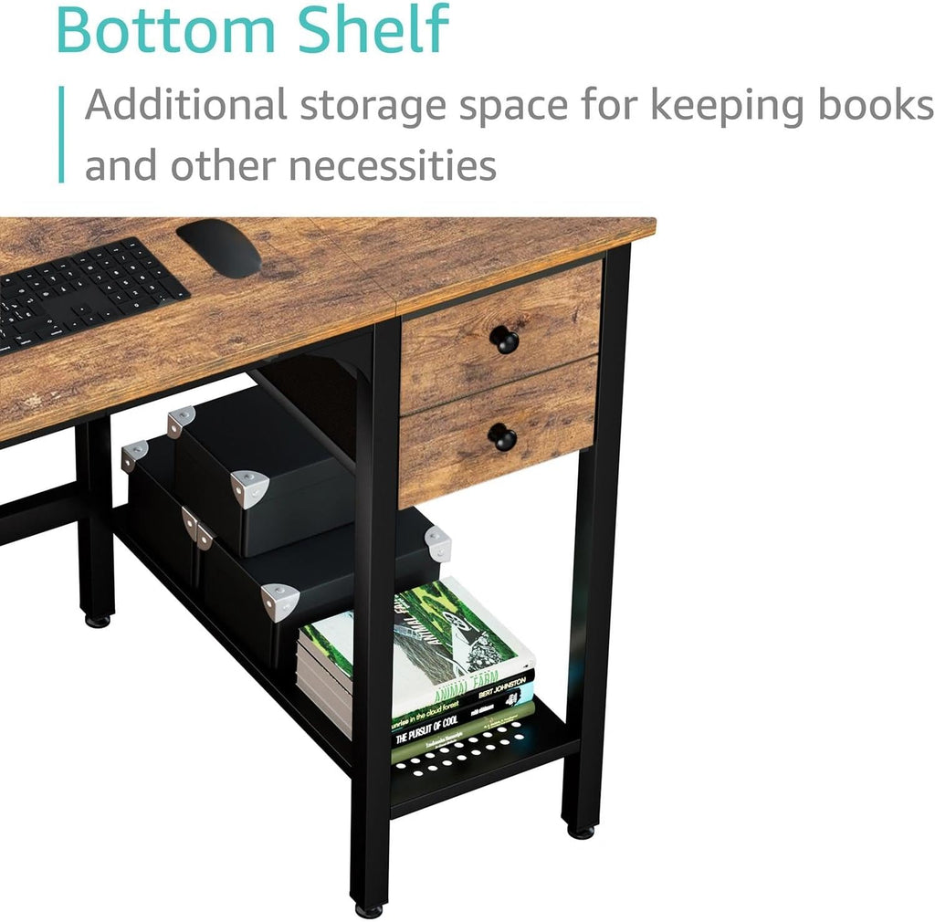 Computer Desk with Drawers - 40 Inch Work Reversible Small Desk Home Office, Simple Study Writing Table PC Desks