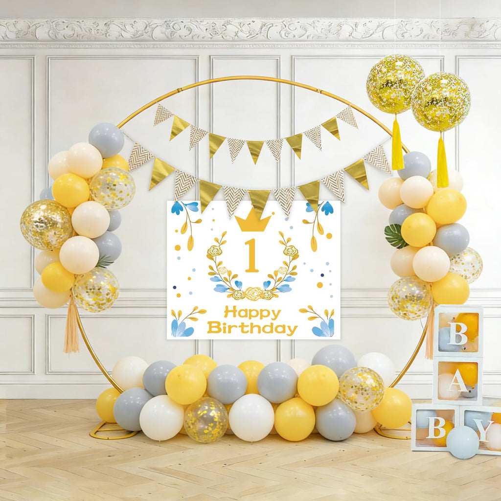 8ft Balloon Arch Stand, Round Backdrop Stand, Golden Circle Wedding Arch Frame for Wedding, Valentine's