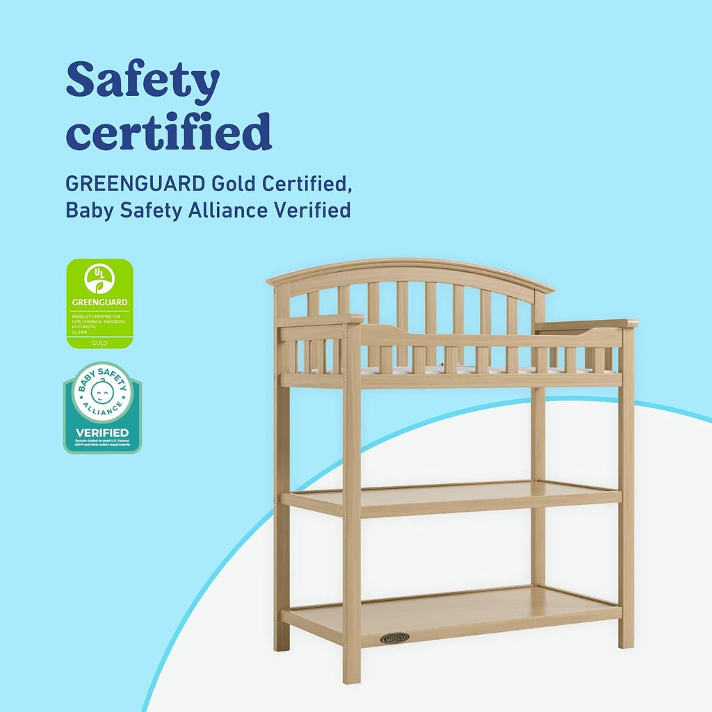Changing Table with Water-Resistant Changing Pad, Driftwood | GREENGUARD Gold Certified Nursery Changing Table