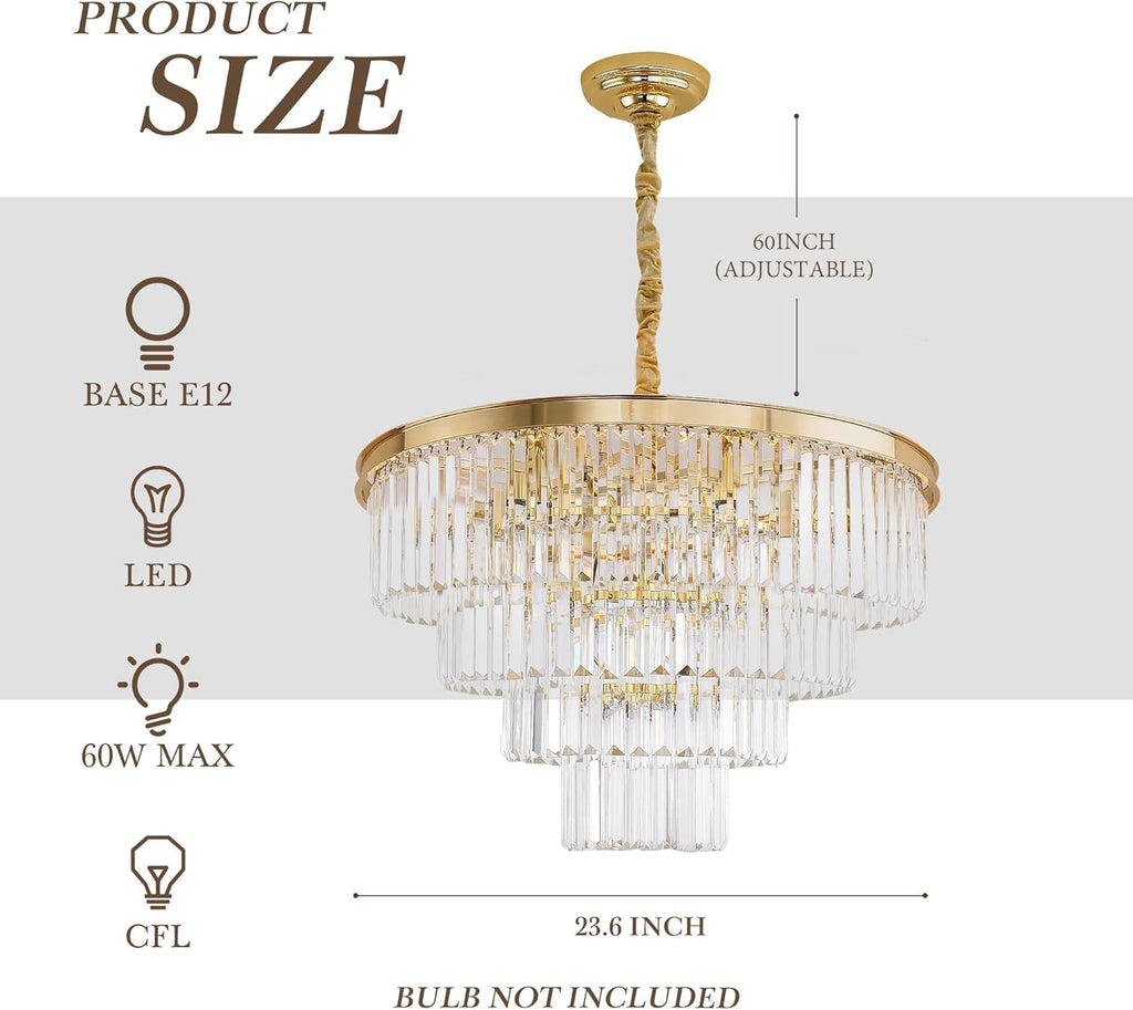 Inspired Odeon Style Gold Plated Crystal 4-Tier Modern Chandelier Dia 23.6" - A107-B07KF4SR4N