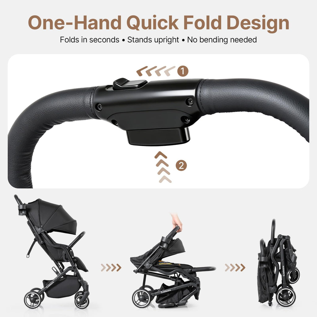 Compact Travel Stroller for Airplane, Lightweight Baby Stroller, Black
