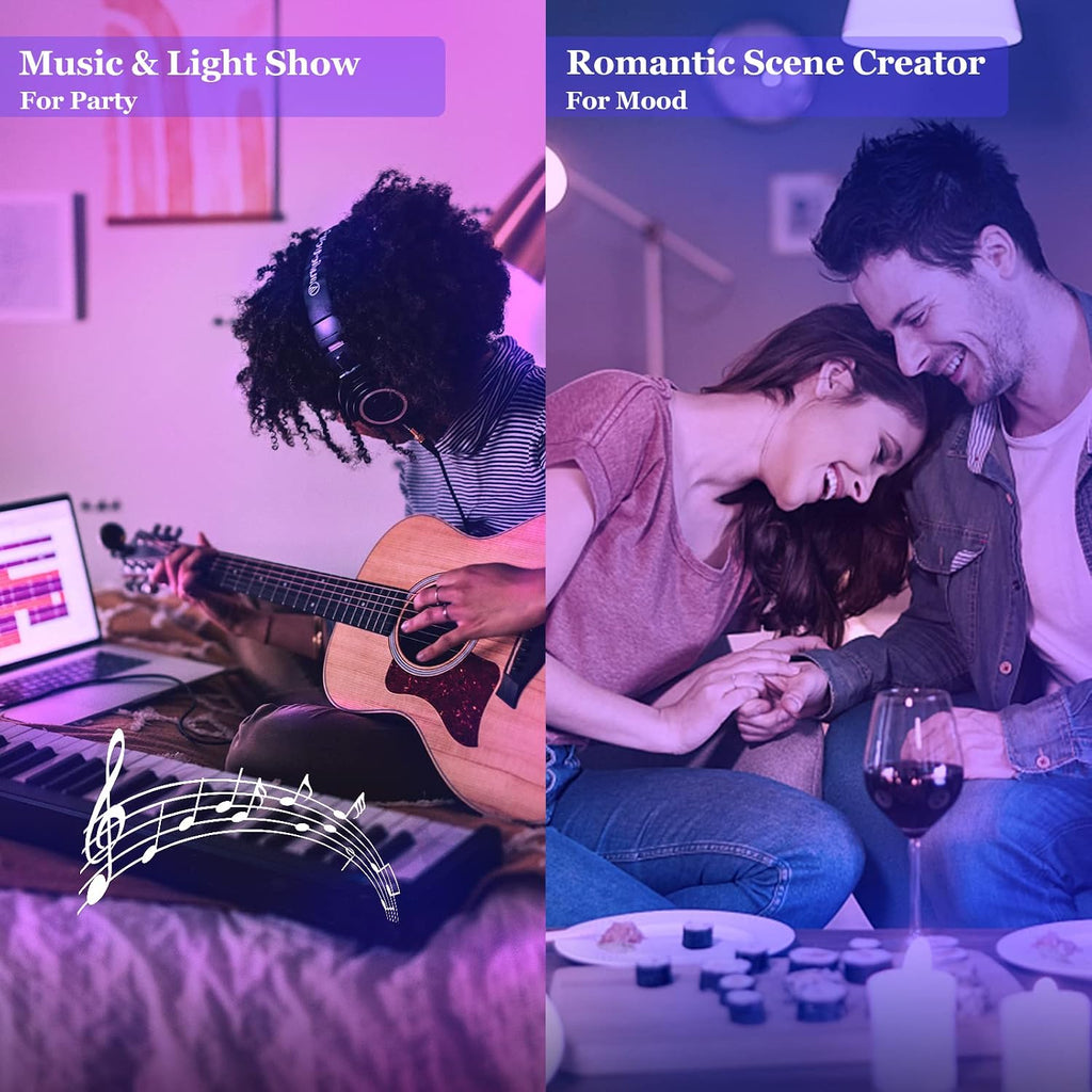 Smart Light Bulb, WiFi & Bluetooth 5.0, Works with Alexa Google Assistant, App Control, Color Changing LED Bulb,E26