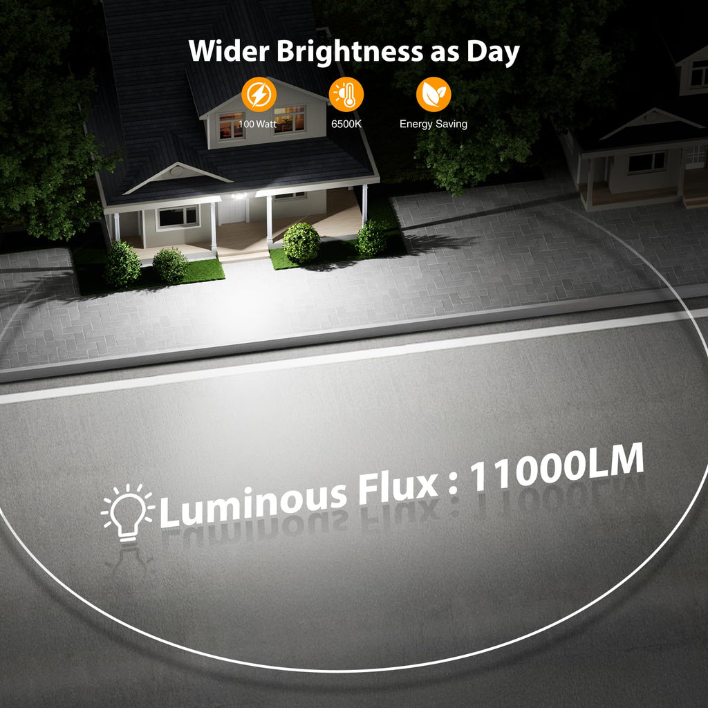 Flood Lights Outdoor, Brightness Security LED Flood Lights with 3 Adjustable Heads, Switch Controlled
