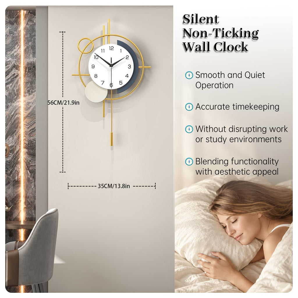 Wall Clock Decorative Pendulum Modern Wall Clock Battery Operated