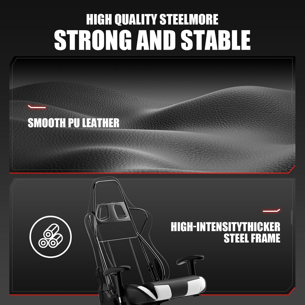 Gaming Chair Racing Office Computer Ergonomic Video Game Chair Backrest and Seat Height Adjustable Swivel Recliner