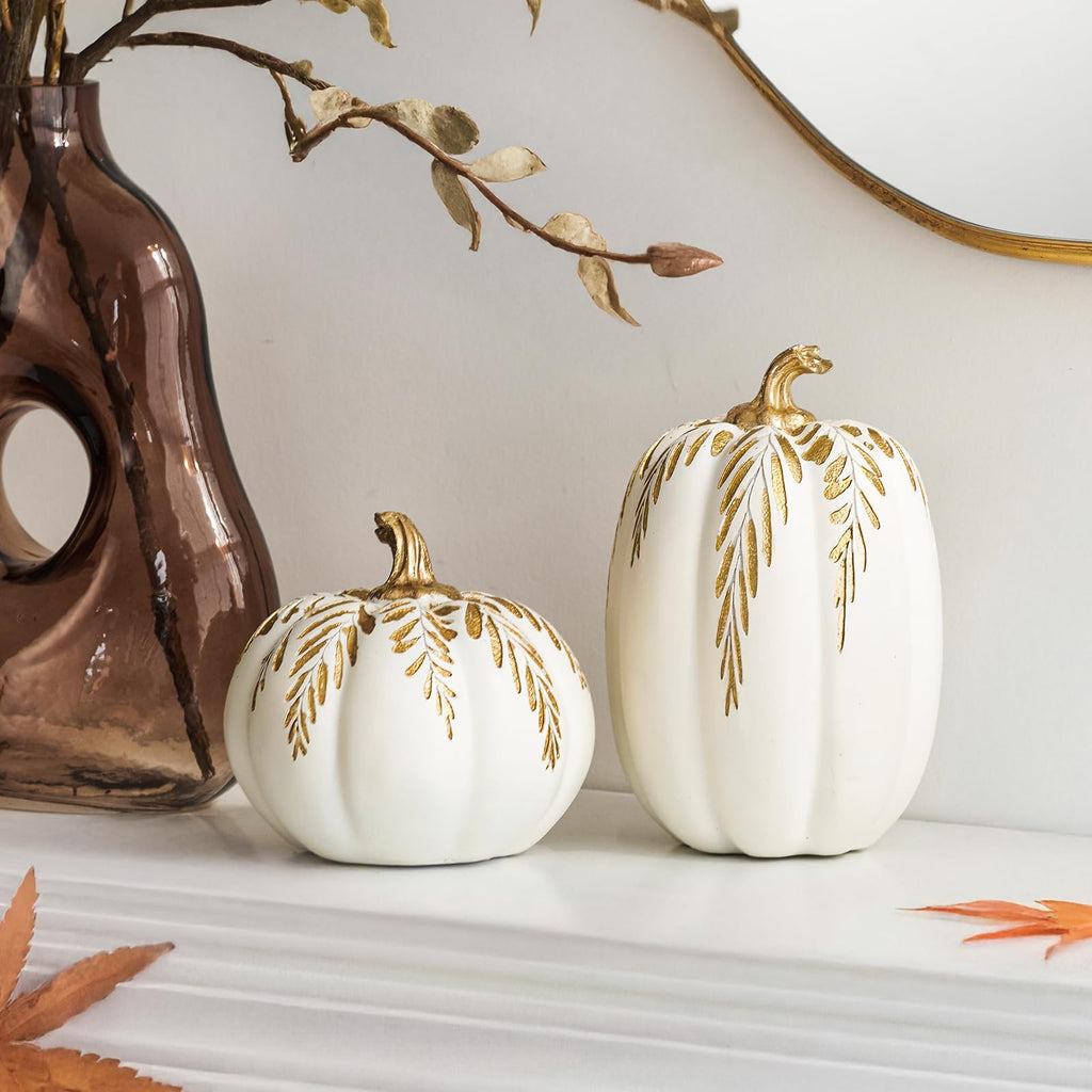 Fall Pumpkin Decor, 2 PCS Thanksgiving Fake Pumpkin