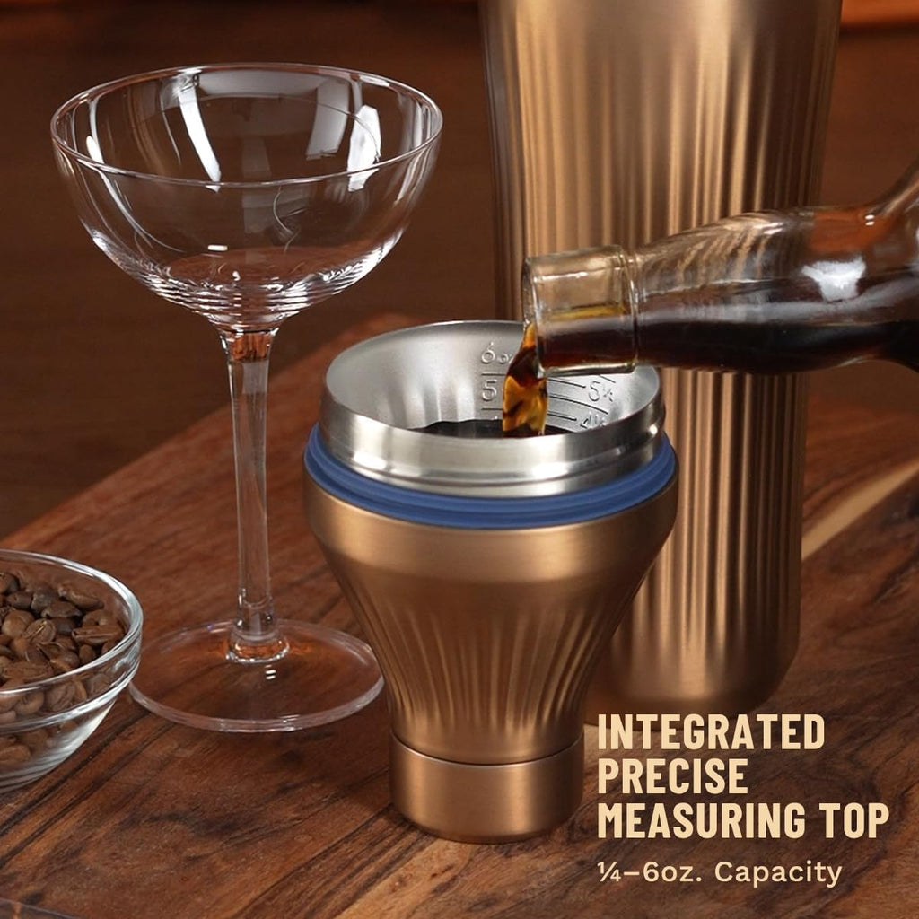 Diamond Edition Hybrid Cocktail Shaker Set, Brushed Copper, 28 oz - Set of 28