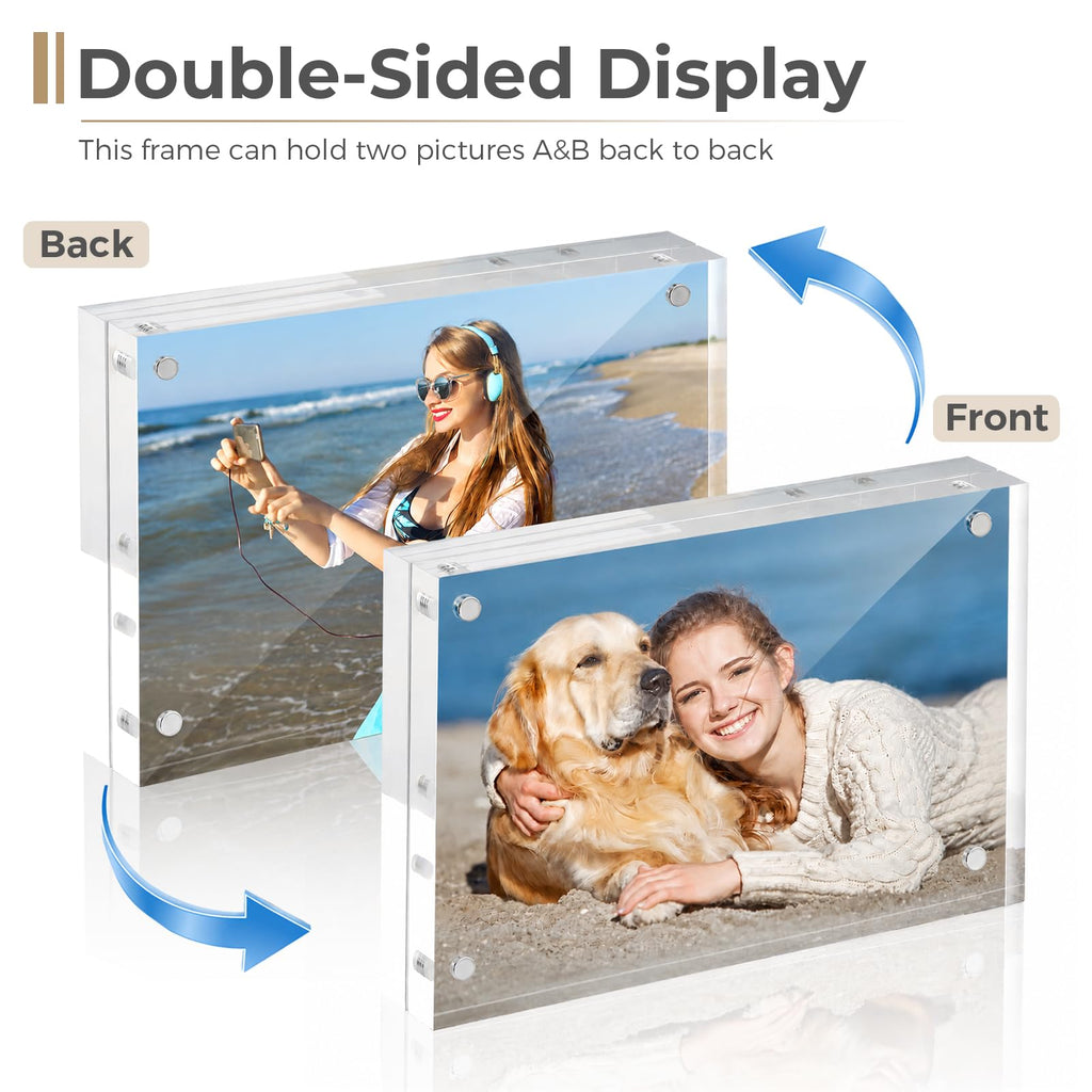 5x7 Acrylic Frame 5 Pack, 24MM Thicker Frameless Clear Picture Frames