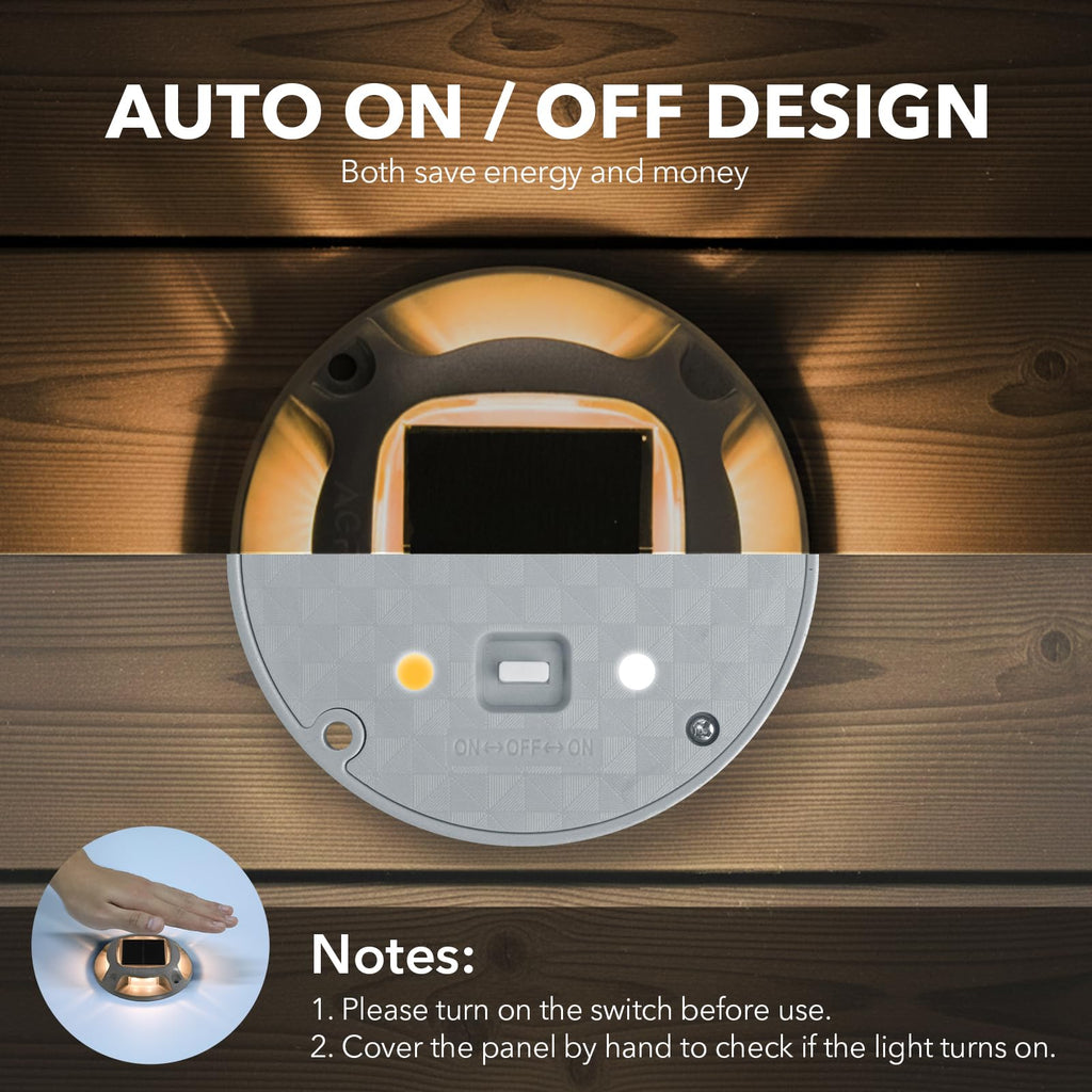 Solar Driveway Lights Outdoor 8 Pack, 2 Color Modes LED Deck Dock