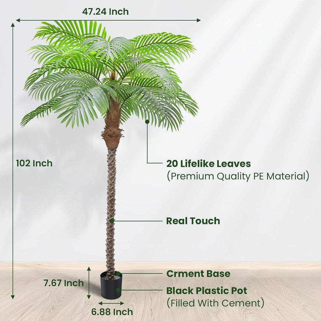 Artificial Palm Tree 8.5ft Tall Trees Plants 20Leaves Outdoor Palm Trees for Outside Patio Trees for DecorIncreased