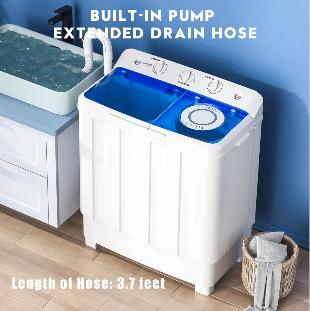 Portable Washer and Dryer Combo, 28 Lbs Twin Tub Washing Machine, 1.5 Cu.Ft Compact Clothes Dryer, Portable Washing