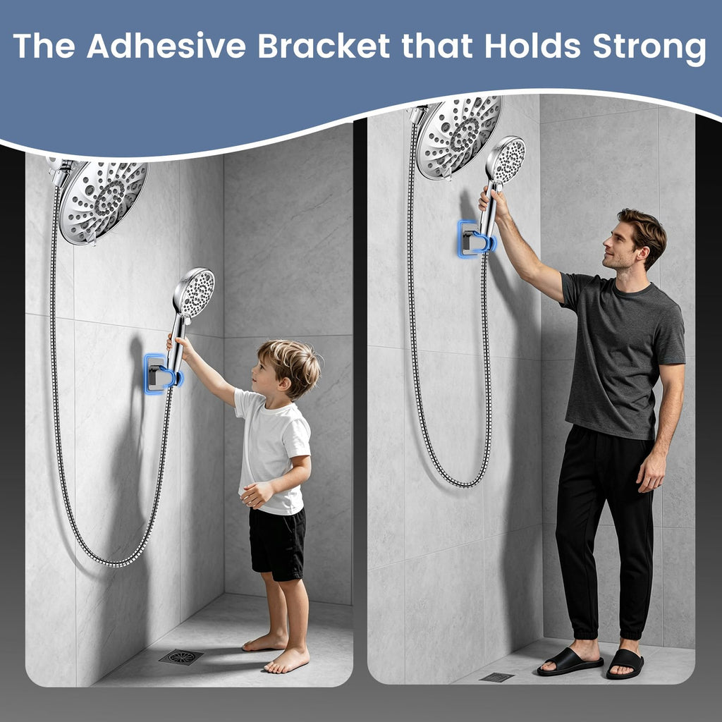 Shower Head with Handheld Combo, 8" High Pressure Double Shower Head