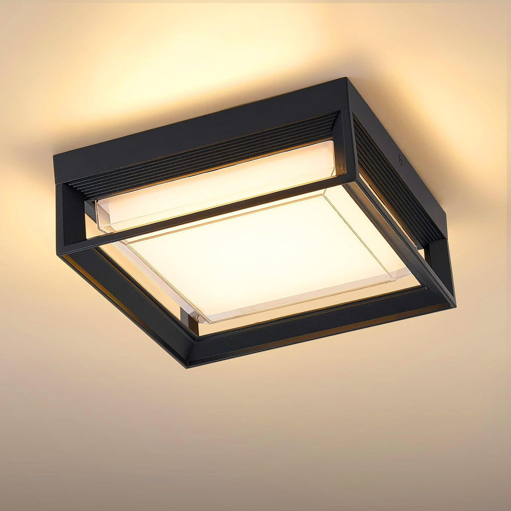 Square Flush Mount Outdoor LED Ceiling Light Fixture