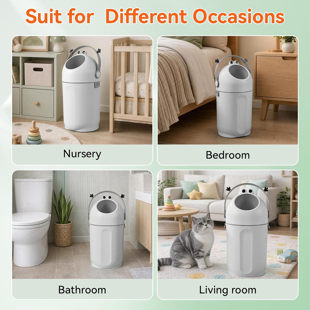 15L Baby Diaper Pail Odor Locking with Airtight Lid & Child Safe Lock, Grey