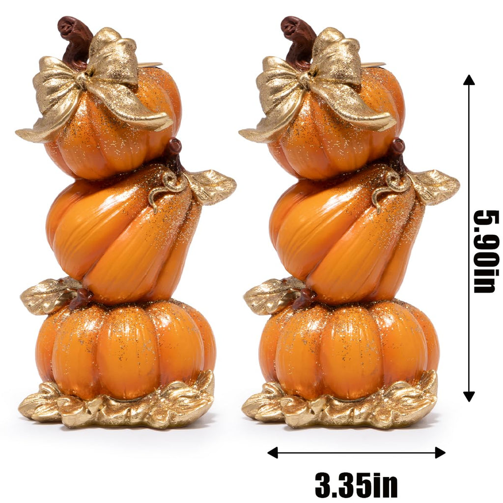Thanksgiving Pumpkin Candle Holders, Fall Decoration, Set of 2