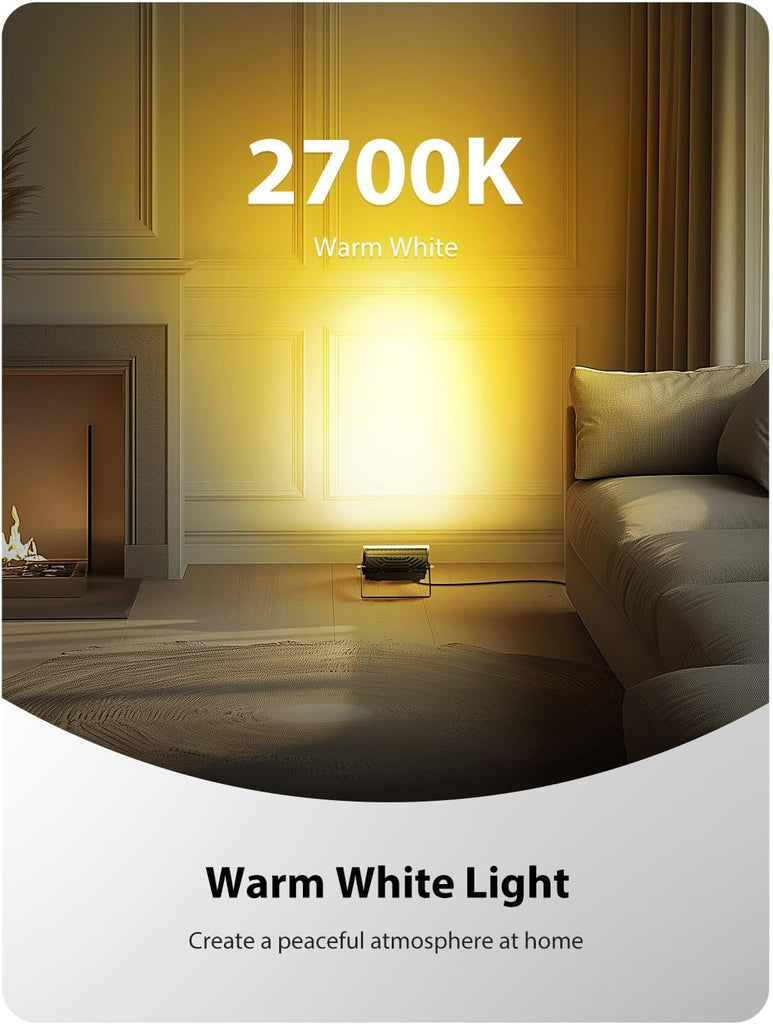 2 Pack LED RGBW Flood Lights Outdoor 70W, 2700K Warm White Dimmable Million Color Changing Floodlight Waterproof with