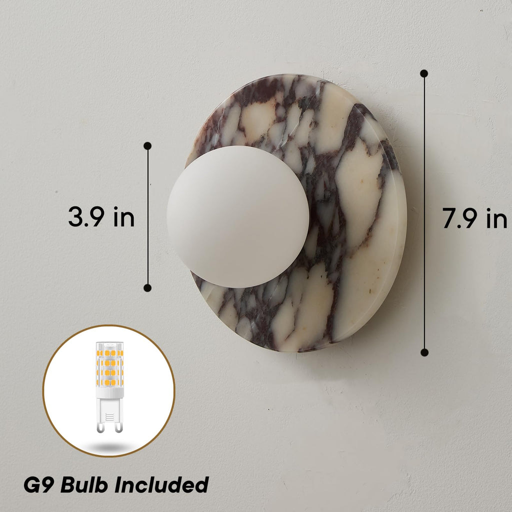 7.9" Natural Marble Wall Sconce, 1-Light Modern Alabaster Wall Lamp