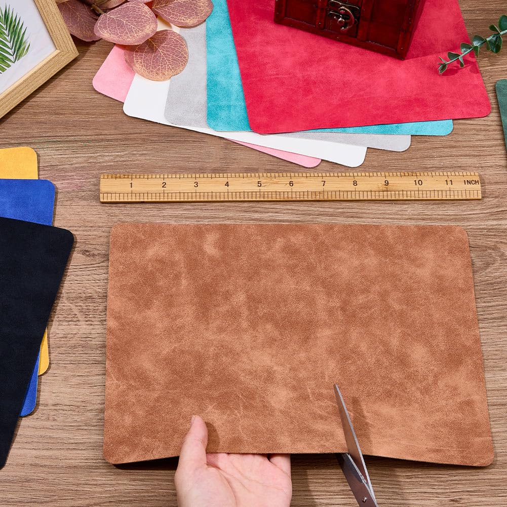11 x 8 Inch 10 Colors Solid Faux Suede Sheets Waterproof Smooth PU Leather Rolls Soft Velvety Touch Frosted Synthetic