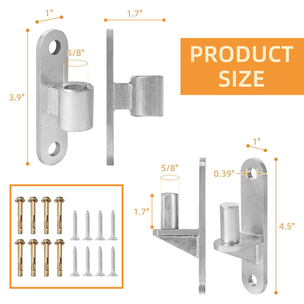 2 Set Heavy Duty Gate Hinges, Wall Mount Gate Hinges 5/8'' Pin Fence Post Hinge Set for Wooden or Concrete Fence Gate