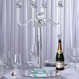Efavormart 27" Tall Handcrafted Gem Cut 5 Arm Crystal Modern Glass Candelabra Candle Holder Wedding Centerpiece