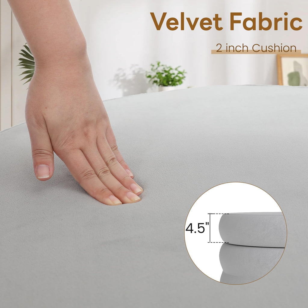 26.3" Wide Round Velvet Ottoman, Storage Foot Stool with Removable Top, Dressing Room and Bedroom, Gray