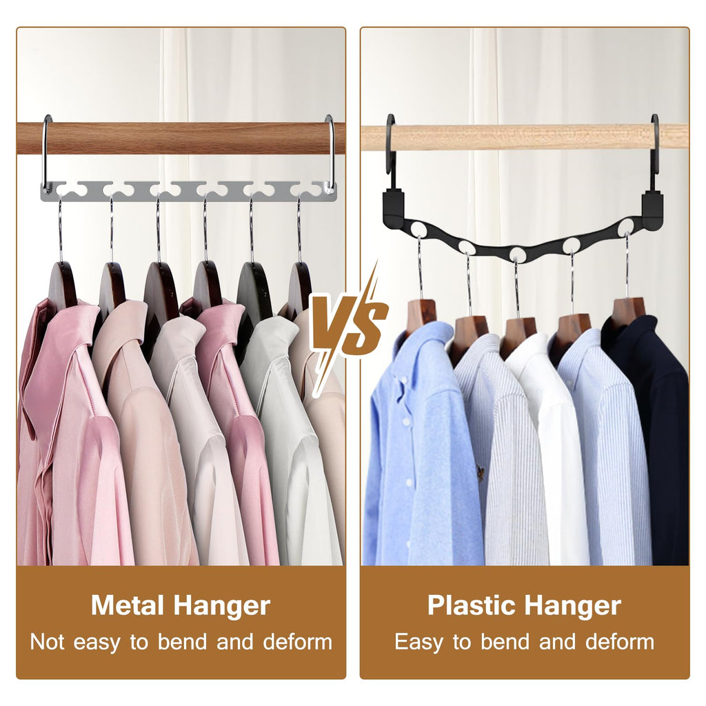 Space Saving Hangers for Clothes 8 Pack, Sturdy Metal Hangers Wardrobe Organizer, Magic Cascading Hanger, Closet