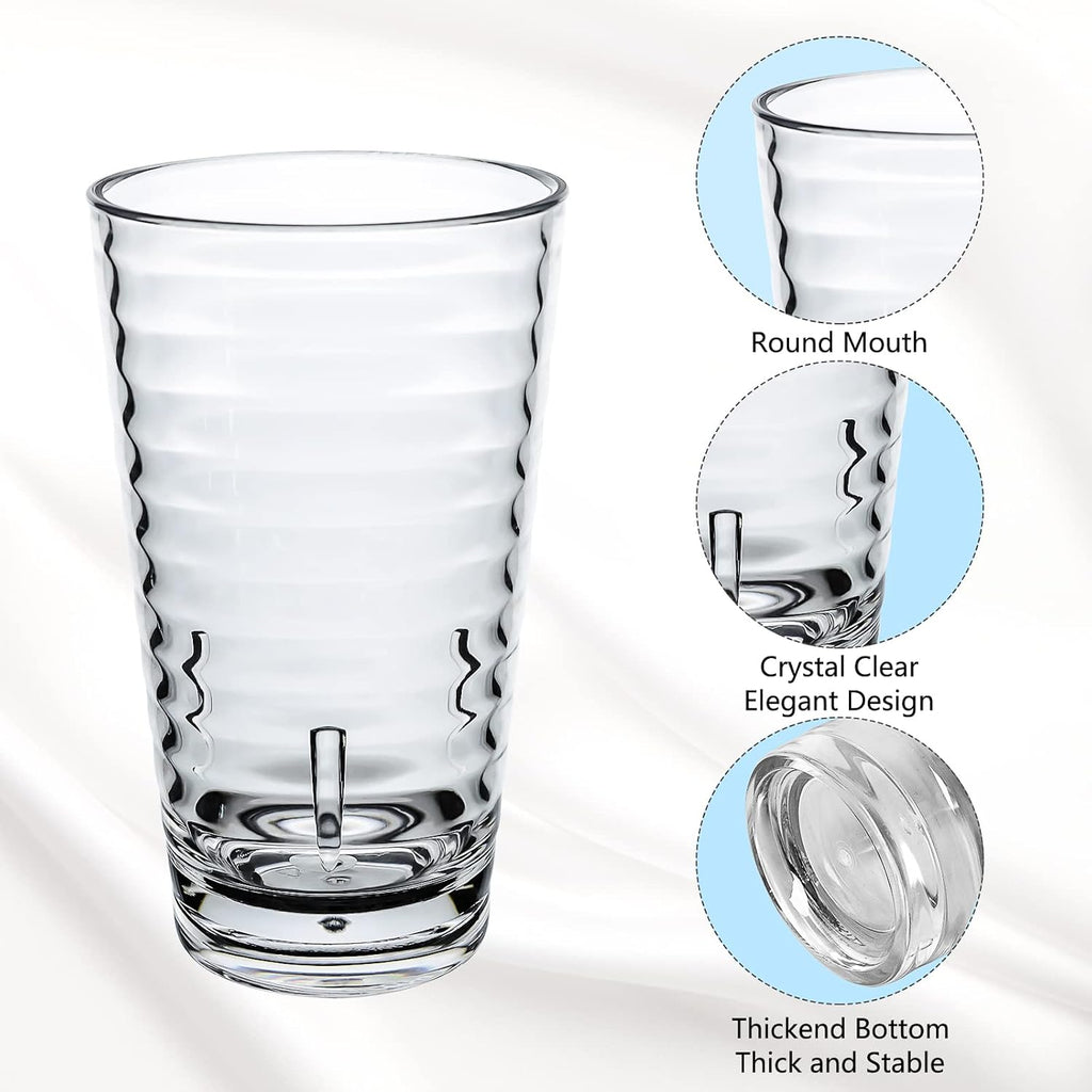 Plastic Tumblers Cups, [UNBREAKABLE Acrylic] Plastic Water Tumbler Drinking Glasses, 13-Ounce Set of 4
