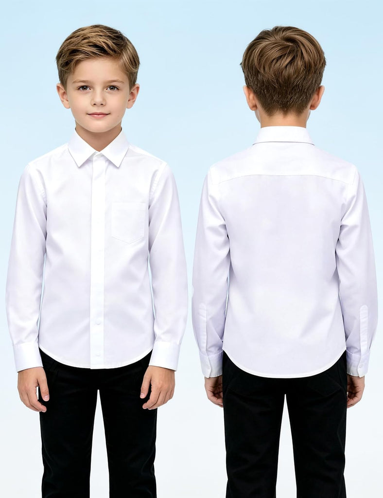 Boys Long Sleeve Dress Shirts with Tie, Regular & Husky