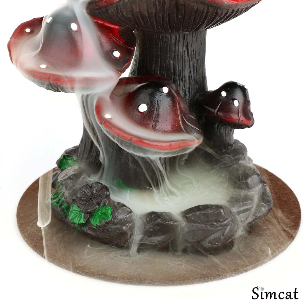 Backflow Incense Holder Burner Mushroom Handicraft Resin Censer - Set of 73