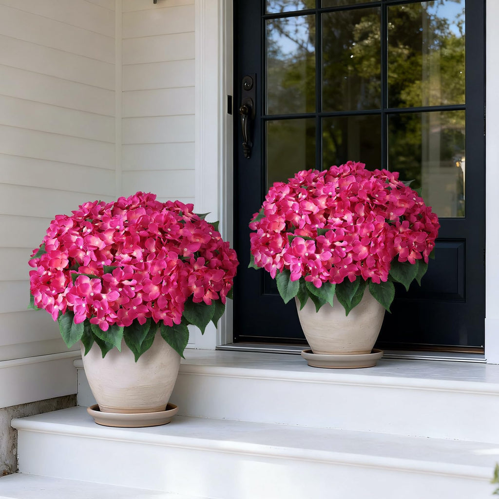 2 Sets Artificial Flower Topiary Ball Trees for Porch (Rose Red)